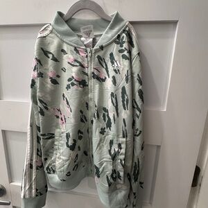 Adidas Mint and Pink Floral Jacket size L